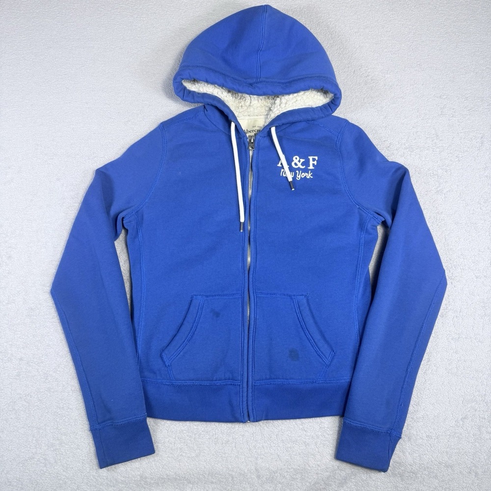 Abercrombie & Fitch Hoodie Mens Size M Blue Logo Grunge Y2K Streetwear